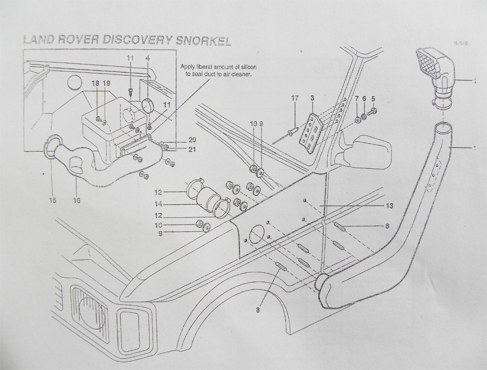 Šnorchl na Land Rover Discovery serie 300 2.5D, 3.9 benzín
