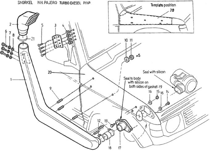 Šnorchl na Mitsubishi Pajero II V31, V32